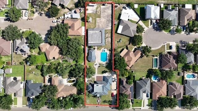 2417 E 28th St, Mission, TX 78574 - aerial perspective of suburban area featuring property parcel outlined