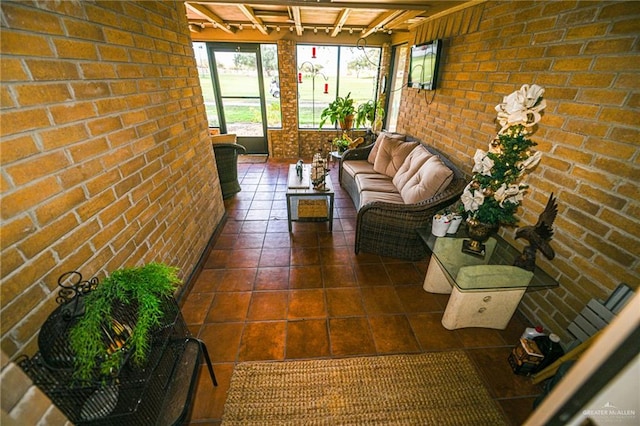 sunroom / solarium with beam ceiling