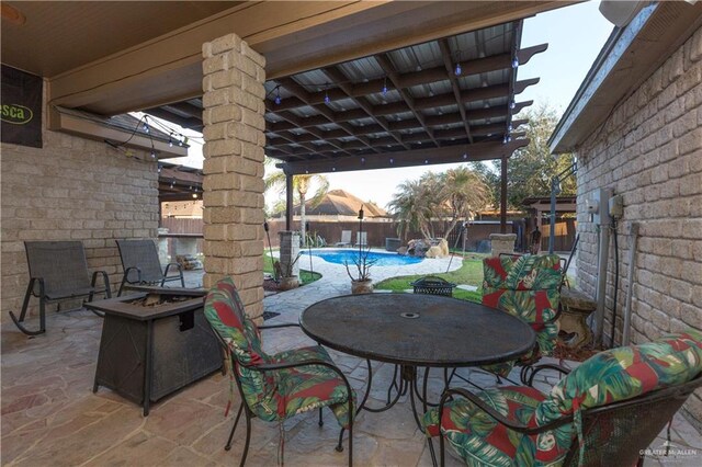 view of patio featuring a fenced in pool