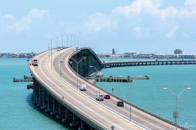 111A E Oleander St, South Padre Island, TX 78597 - water view featuring a notable bridge and nearby urban area