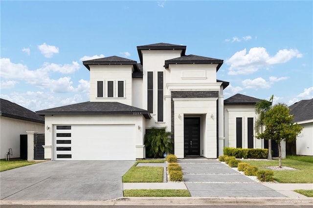 prairie-style house with a garage