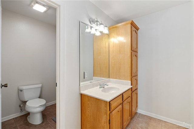 bathroom featuring tile patterned floors, toilet, and vanity