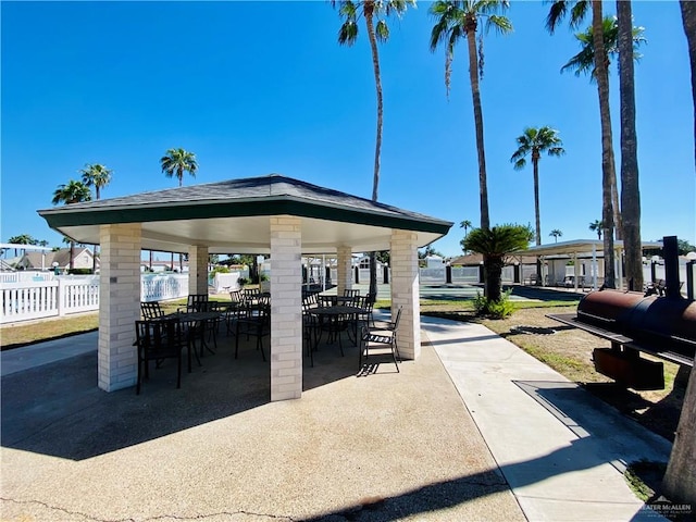 view of patio / terrace featuring a gazebo