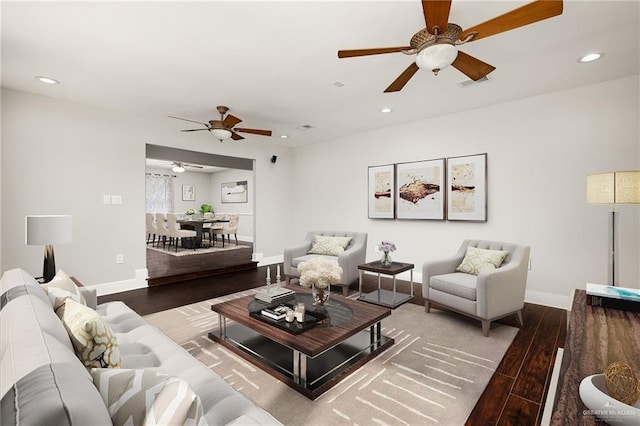 904 S Diplomat Dr, Pharr, TX 78577 - living area with a ceiling fan, wood finished floors, and recessed lighting