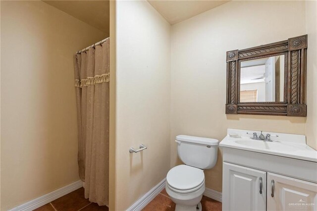 12612 E Clark Rd, La Feria, TX 78559 - full bath with vanity, tile patterned floors, baseboards, and toilet