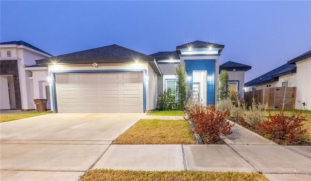 view of front of house with a garage