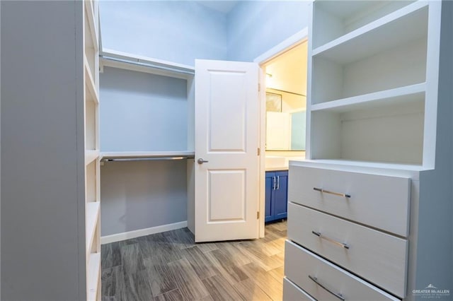 spacious closet with wood-type flooring