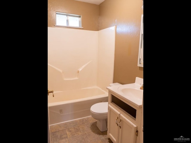 full bathroom with vanity, toilet, and shower / bathtub combination