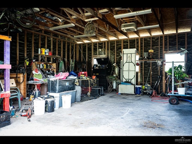 garage with a garage door opener