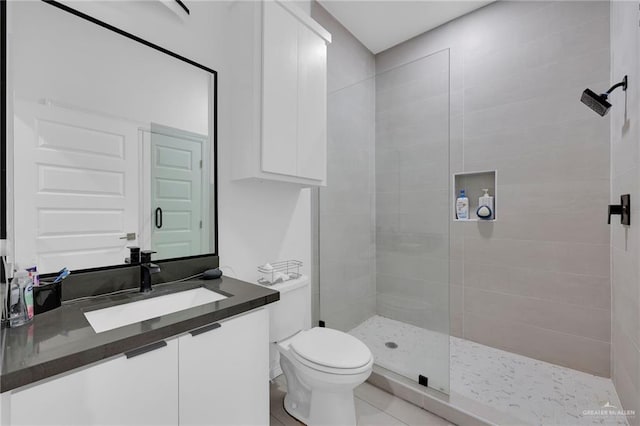 1320 S Cesar Chavez Rd, Edinburg, TX 78542 - full bathroom with walk in shower, vanity, and tile patterned flooring