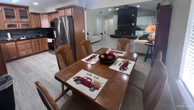 dining area featuring ceiling fan