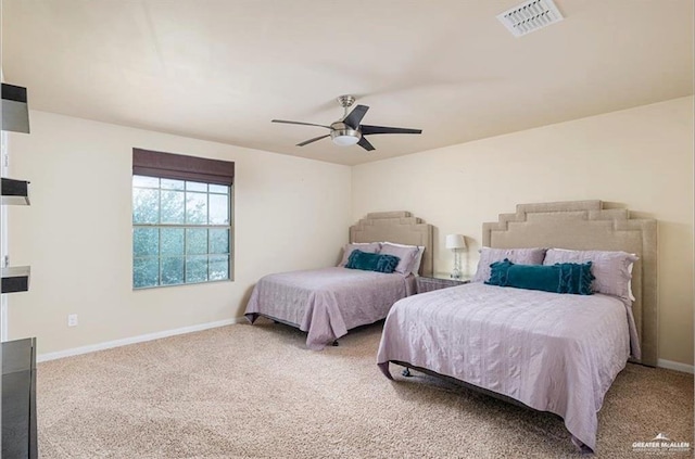 bedroom featuring carpet and ceiling fan