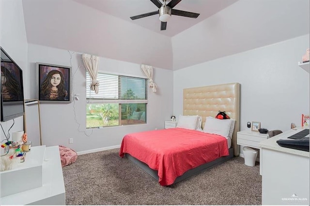 bedroom with carpet flooring and ceiling fan