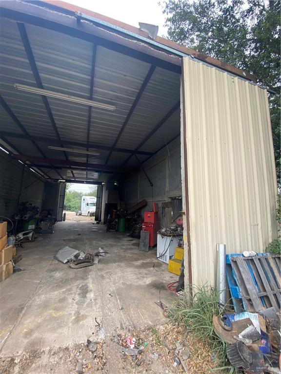 garage with a carport