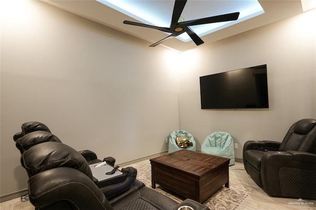 2511 Wisteria St, Mission, TX 78574 - living room with a ceiling fan and a skylight