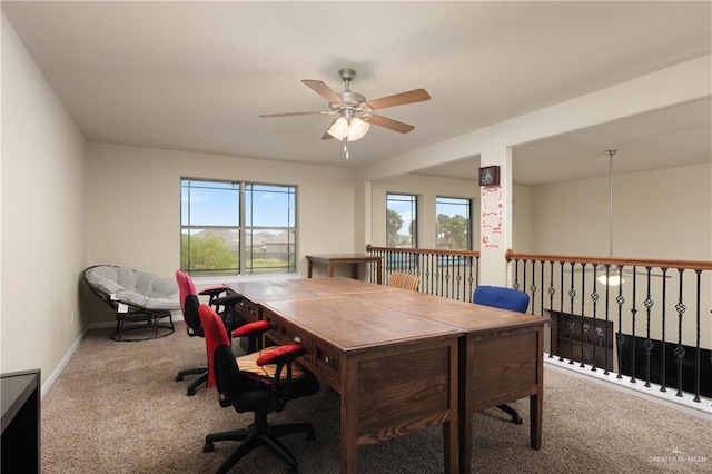 4230 Stillwater Cv, Edinburg, TX 78542 - office featuring baseboards, a ceiling fan, and carpet flooring