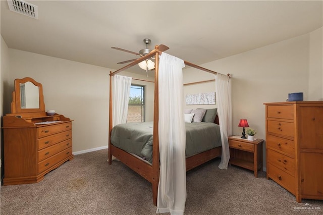 4230 Stillwater Cv, Edinburg, TX 78542 - bedroom with ceiling fan, light carpet, visible vents, and baseboards