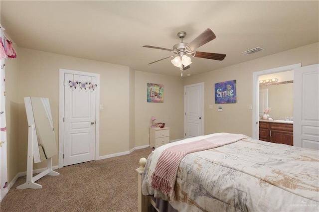 4230 Stillwater Cv, Edinburg, TX 78542 - carpeted bedroom featuring ceiling fan, baseboards, and visible vents