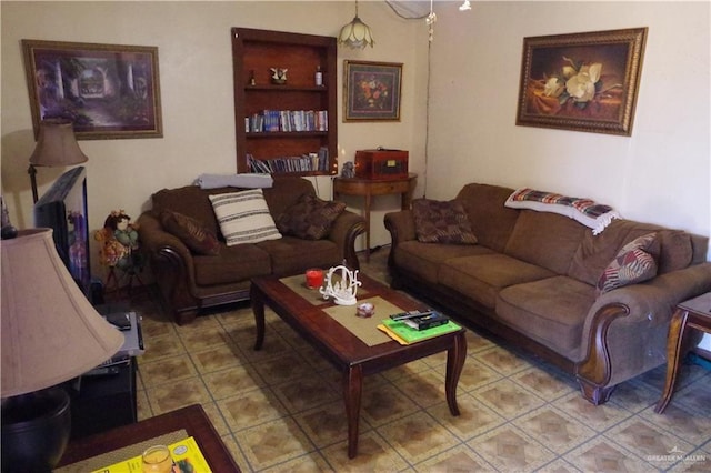 view of tiled living room