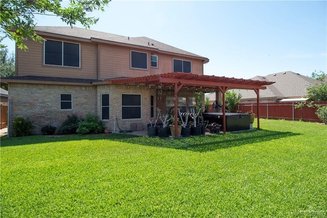 3109 Viola Dr, Mission, TX 78574 - rear view of house with a hot tub, a pergola, and a patio area