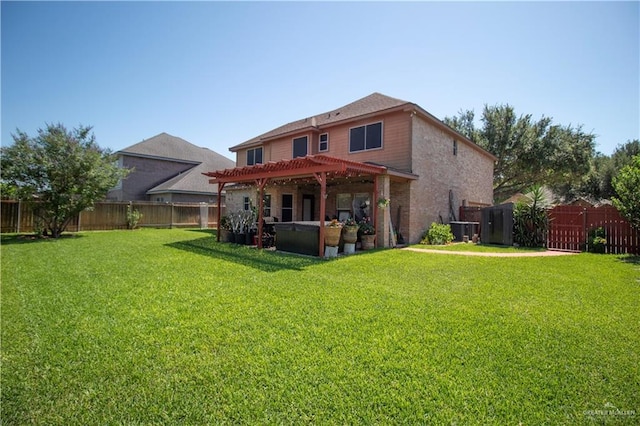 3109 Viola Dr, Mission, TX 78574 - back of house featuring a pergola and central AC unit