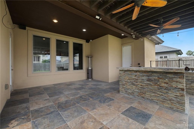 5013 Nevis Dr, Edinburg, TX 78539 - view of patio / terrace with an outdoor kitchen and ceiling fan