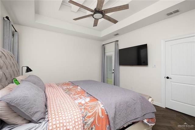 3524 Inez St, Edinburg, TX 78539 - bedroom with a raised ceiling and a ceiling fan