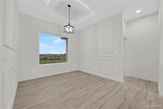 1007 Broken Arrow Dr, Alamo, TX 78516 - spare room featuring baseboards, light wood finished floors, recessed lighting, and a notable chandelier