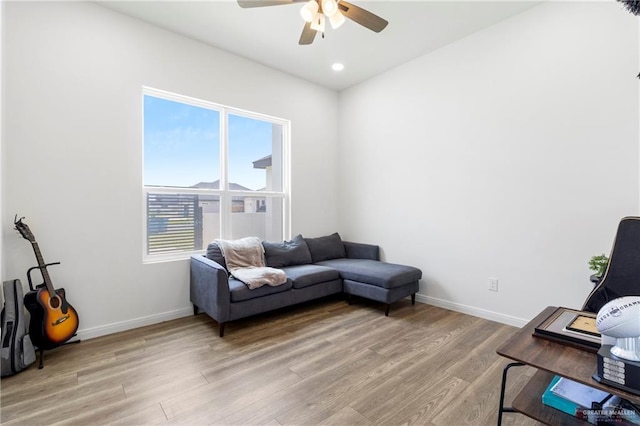 7423 Converse Lk, Brownsville, TX 78520 - living area with light wood-style floors, ceiling fan, baseboards, and recessed lighting