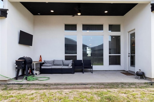 7423 Converse Lk, Brownsville, TX 78520 - view of patio featuring an outdoor living space, ceiling fan, and grilling area