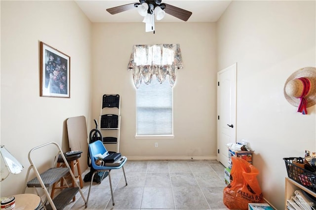 2017 Stonebriar Rd, Harlingen, TX 78552 - sitting room with ceiling fan and tile patterned flooring