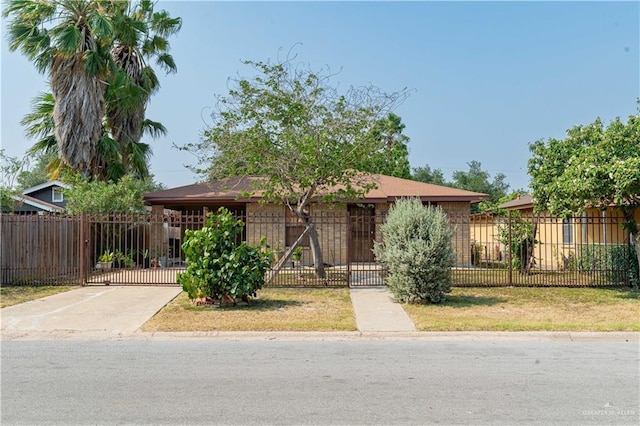 2512 Dallas Ave, Mcallen, TX 78501 - view of front of home featuring a fenced front yard, a gate, and driveway