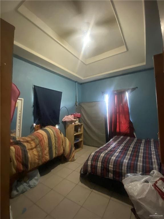 bedroom featuring a tray ceiling