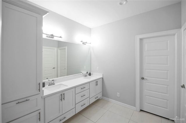 bathroom featuring tile patterned flooring and vanity