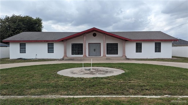 115 Breyfogle Rd, Palmview, TX 78572 - ranch-style home with a front lawn, stucco siding, and curved driveway
