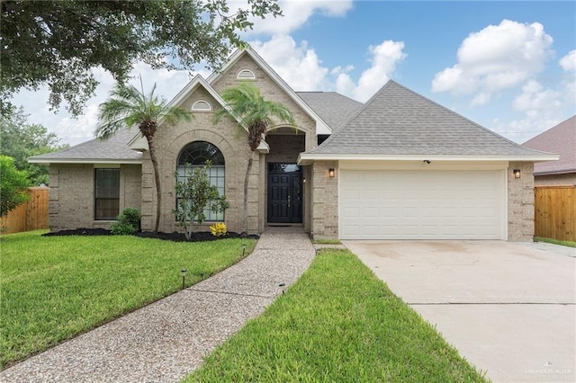 view of front of house featuring a garage and a front yard