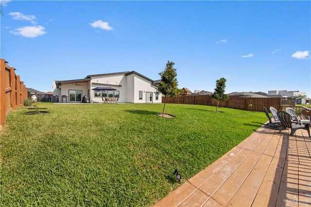 view of yard featuring a fenced backyard and a patio