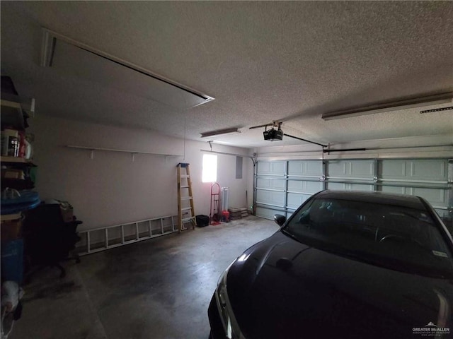 garage with a garage door opener