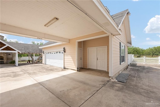 view of garage