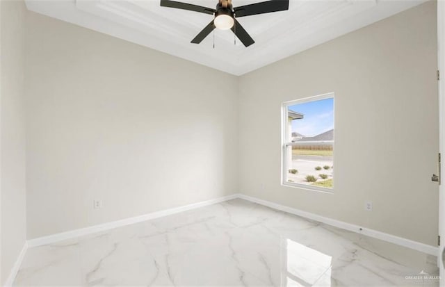 unfurnished room with ceiling fan