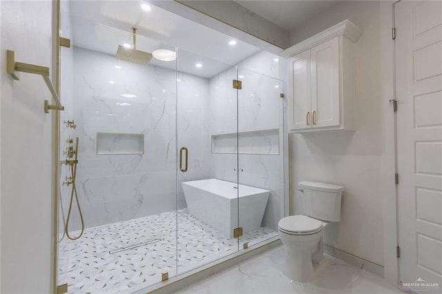 bathroom featuring separate shower and tub