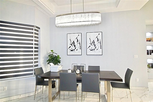 2209 David Ave, San Juan, TX 78589 - dining area featuring a tray ceiling and marble finish floor