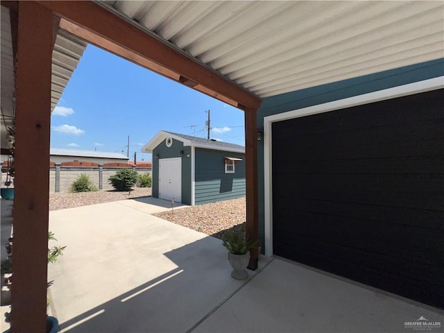 105 Lampshire Ln, Mission, TX 78572 - view of patio / terrace with an outbuilding