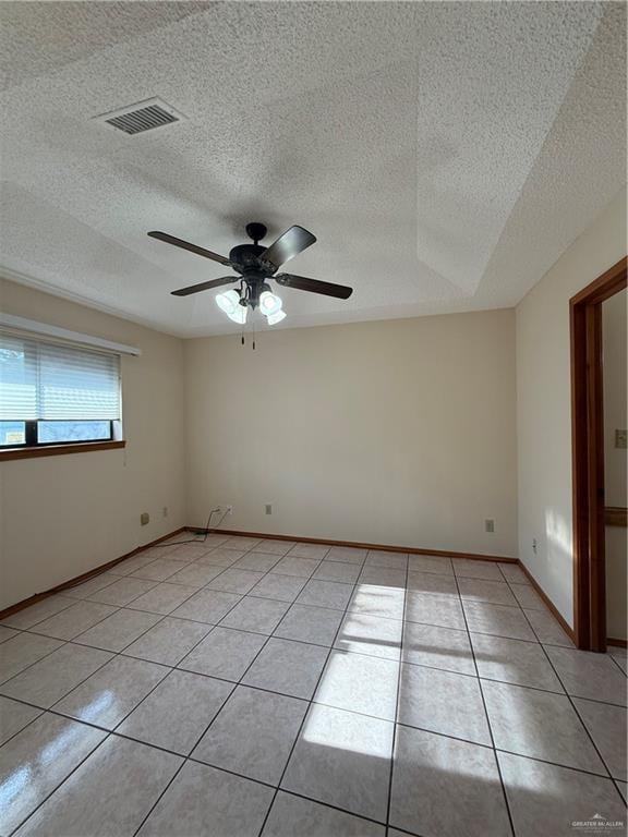 2303 Viola St, Mission, TX 78574 - unfurnished room featuring light tile patterned flooring, a textured ceiling, visible vents, and ceiling fan