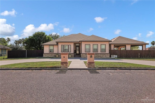 12813 N 106th St, Mission, TX 78573 - prairie-style home with stone siding