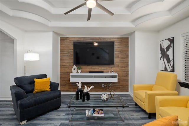 2715 Melanie Dr, Pharr, TX 78577 - living area with wood finished floors, ceiling fan, and baseboards