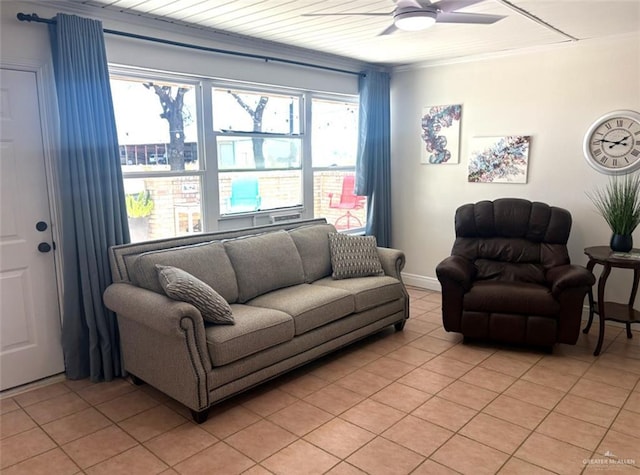 824 Lucy Dr, Alamo, TX 78516 - living area with light tile patterned floors and ceiling fan