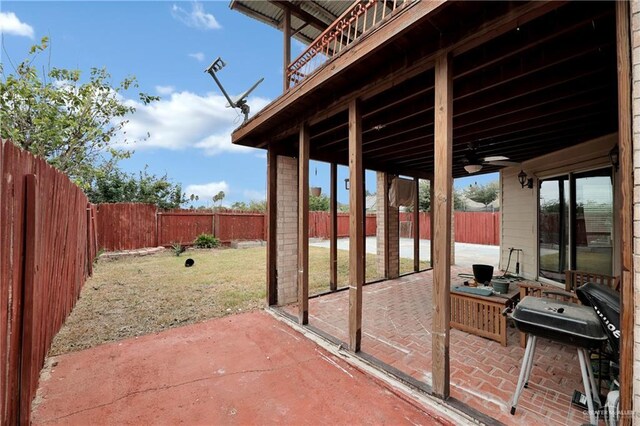 5801 N 36th St, Mcallen, TX 78504 - view of patio featuring a grill and a ceiling fan