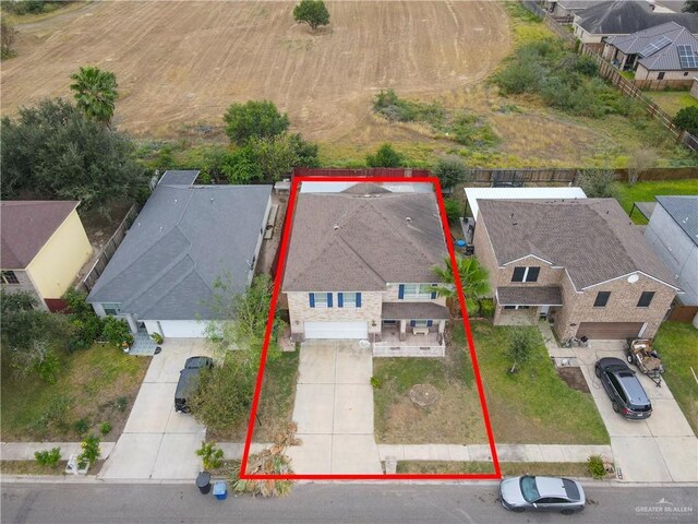 5801 N 36th St, Mcallen, TX 78504 - aerial perspective of suburban area with property boundaries highlighted