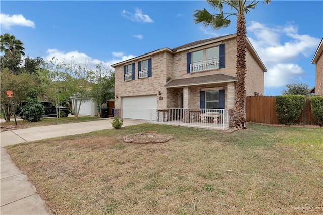 5801 N 36th St, Mcallen, TX 78504 - traditional home featuring concrete driveway, a garage, a porch, and brick siding